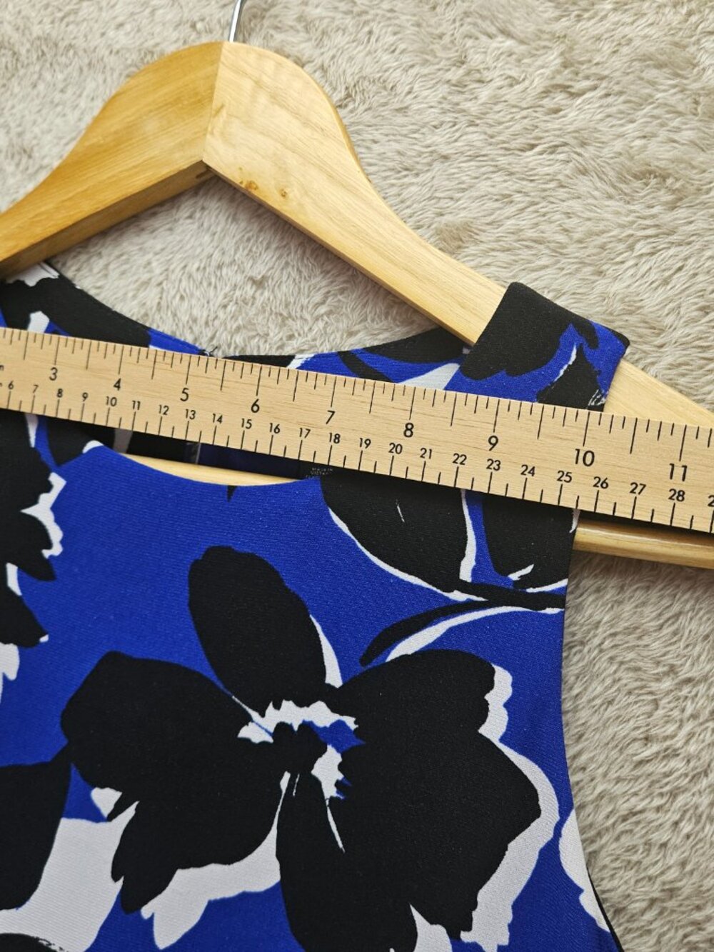 Lauren Ralph Lauren Dress Sleeveless Floral-patterned A-line Black Blue Size 4 - Picture 4 of 6